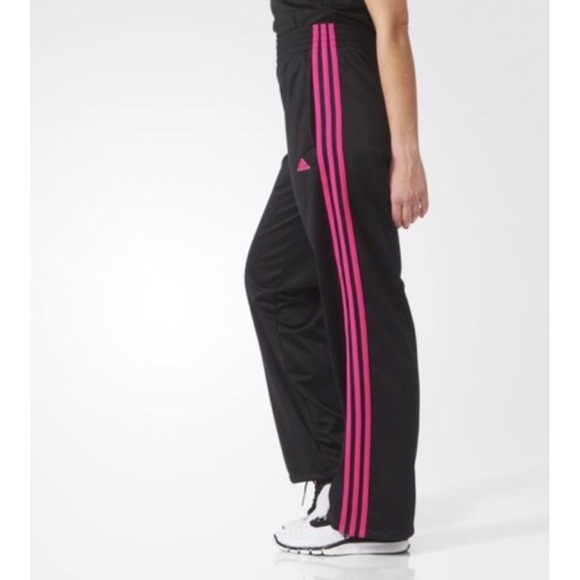 pink and black adidas pants